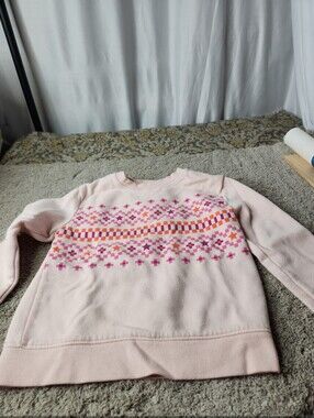 Girl's Pink Patterned Crewneck Sweater - Cat & Jack - XS (4/5)